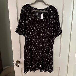 GAP black & white ditsy floral ruffle dress NWT XL